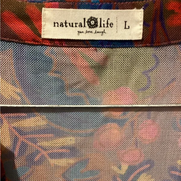 NATURAL LIFE Vibrant Floral Sheer Blouse - Image 2