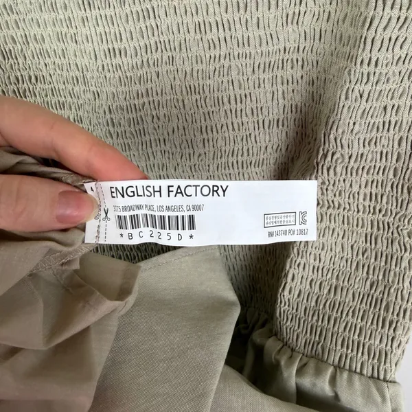 NWT English Factory Smocked Ruffle Sleeve Dress Sz M‎ Beige Fit & Flare Neutral - Image 6