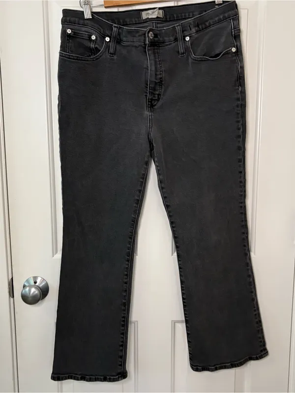 Madewell mid rise kick out jeans black plus size 32 straight leg cotton casual - Image 3