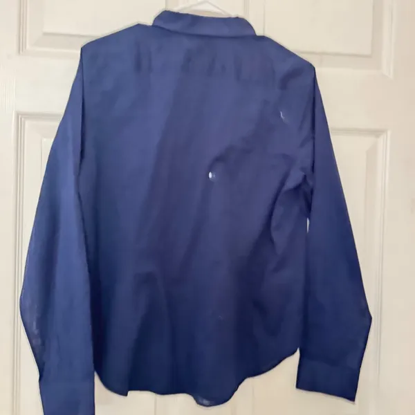 Lauren Ralph Lauren Navy Blue Cotton Button‎ Down Shirt Utility Pocket Womens L - Image 6