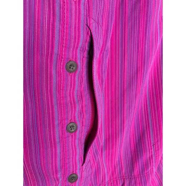 Mountain Hardwear Pink Striped Gorpcore Hiking Shirt Sz 10 - Image 12