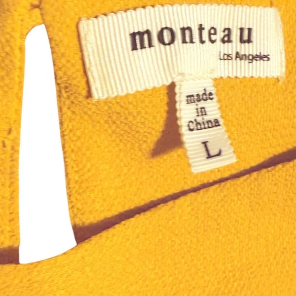 Monteau Los Angeles Mustard Yellow Ruffle Shoulder Sleeveless Blouse Large - Image 3