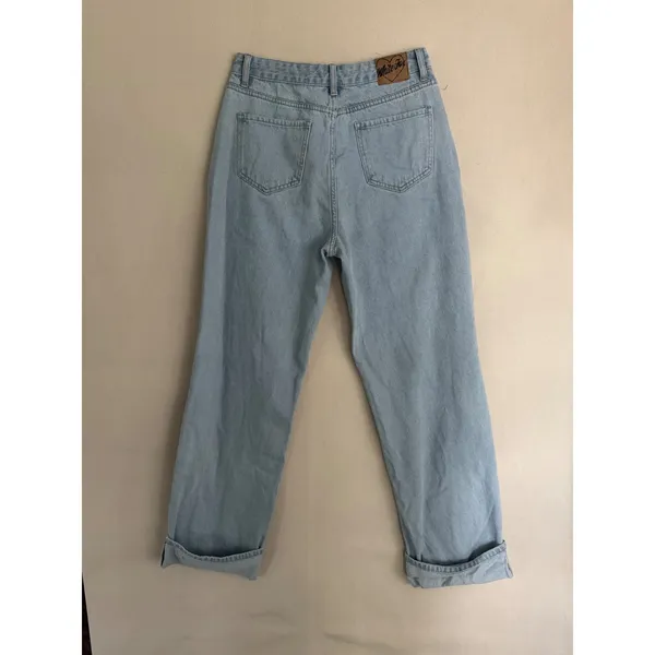 White Fox Boutique Light Wash High Waisted Straight Leg Denim Jeans Blue Women M - Image 2