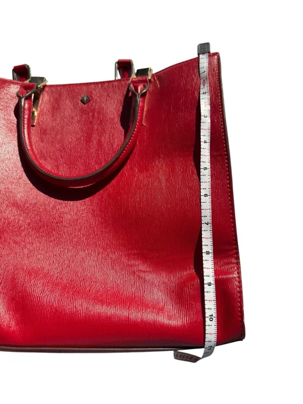 Antonio Melani Red Structured Faux Leather‎ Tote Handbag Top Handle Shoulder Bag - Image 14
