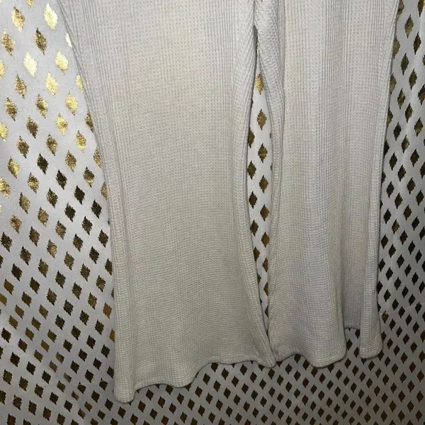 Aerie white waffle knit athletic wear loungewear sweatpants light cream nude siz - Image 3