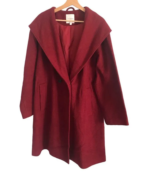 Avec Les Filles Hooded Twill Wrap Coat In Maroon (No Belt) Nordstrom Cut Off Tag Size Xl Reg Look polished on the go in this timelessly chic wrap coat with an expansive hood for blustery days and handwarming welt pockets. • 38 1/2" length (size Medium) • Double-breasted button closure • Fixed hood • Shawl collar • Lined • 46% polyester, 29% acrylic, 9% wool, 9% rayon, 5% nylon, 2% cotton • Dry clean • Imported • Item # 6236110 Belt is not included - Image 7
