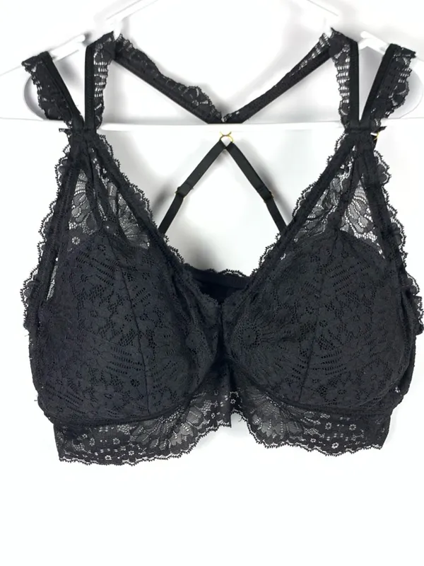 Aerie Bralette XL Black Lace Strappy Racerback Wireless Pullover Bra - Image 2