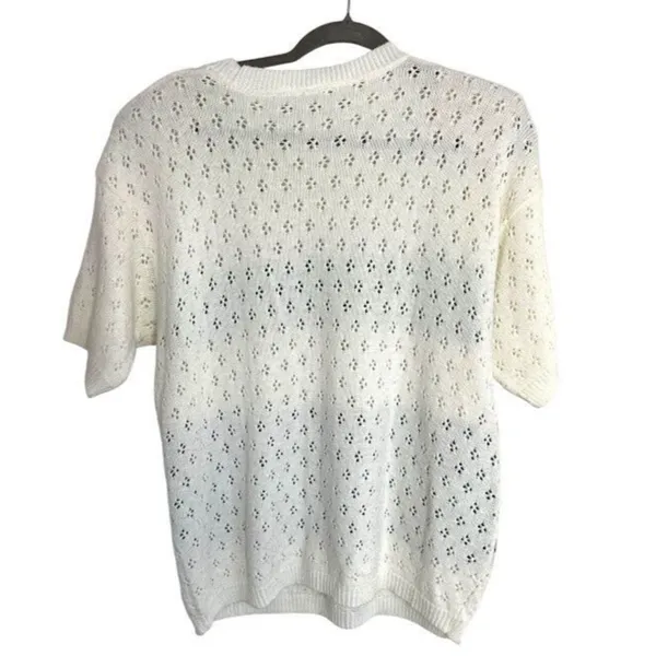 Vintage Villager Floral Knit Short Sleeve Sweater Medium‎ Cottagecore Feminine - Image 3