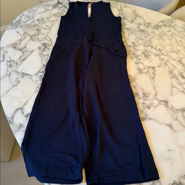 NWT Quince French Terry Modal Jumpsuit Navy Blue Sz M - Image 2