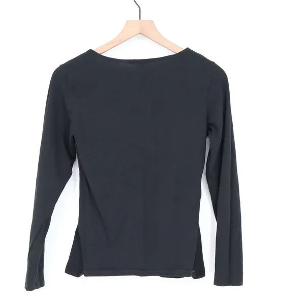 H&M Womens Black Long Sleeve Scoop Neck Cotton Stretch Basic Tee Shirt Size M - Image 5