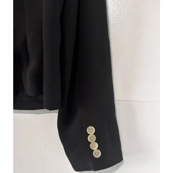 Lauren Ralph Lauren Women’s Sz 14 Black 100% Silk Button Front Blazer Jacket - Image 5