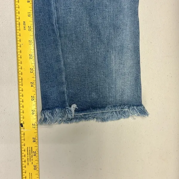 Risen Jeans High Rise Button Fly Distressed Frayed Raw Hem Stretchy‎ Size 13/31 - Image 12
