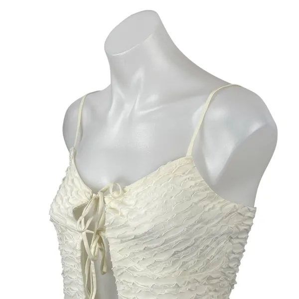 Edikted Alessia Women's White Ruffle Tie Front Sleeveless Camisole Tank Top Sz S - Image 2