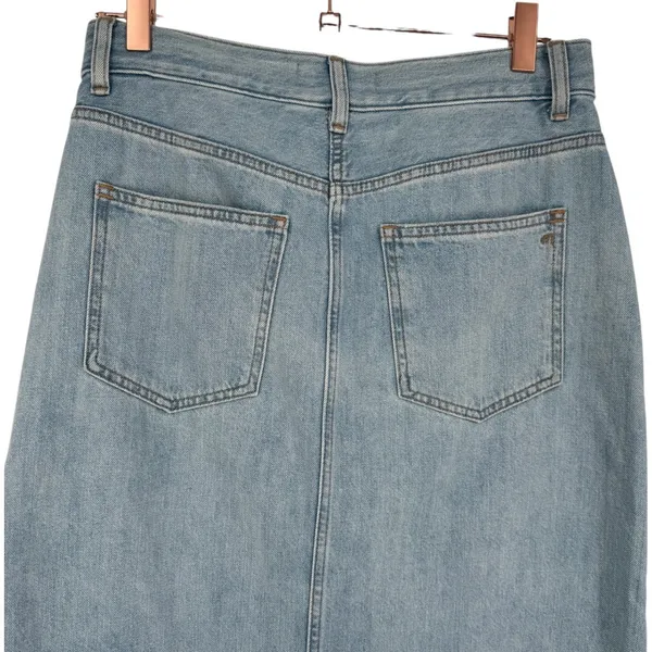 NWT Madewell Women's Rilee Denim Midi Skirt Front Slit Light Wash Blue Size 25‎ - Image 8