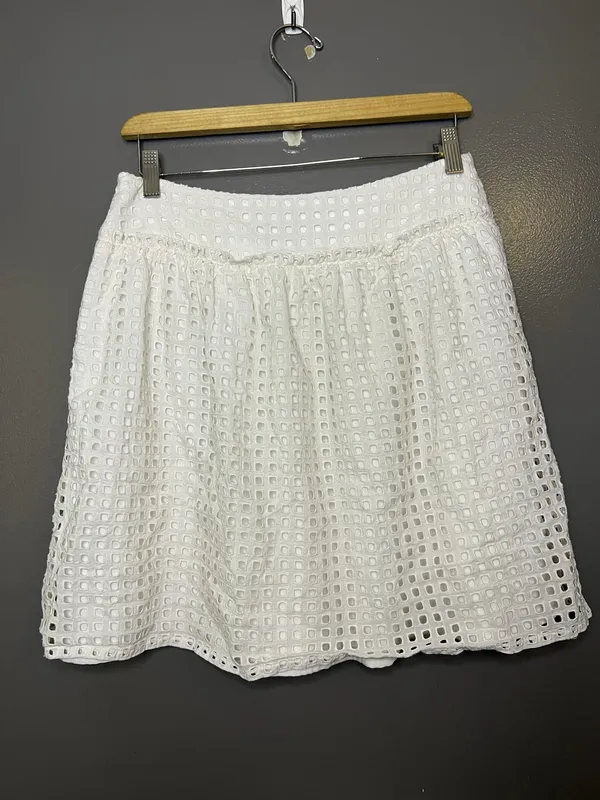 Ann Taylor Skirt Womens 4 White Eyelet Lace A-Line Lined Short Summer Casual - Image 4