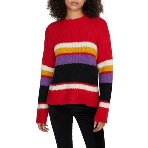 Sanctuary Party Stripe Sweater Top Red Black NWT v6x - Image 3