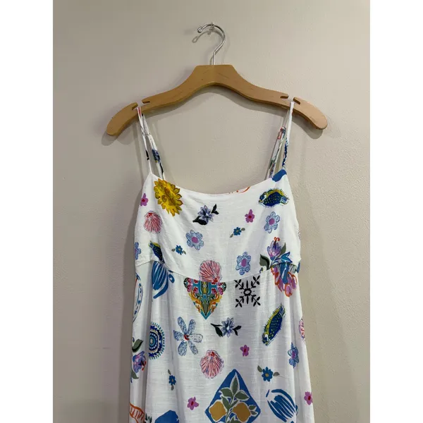 Anthropologie Label of Love Portofino Maxi Dress XL White Floral Linen Boho - Image 6