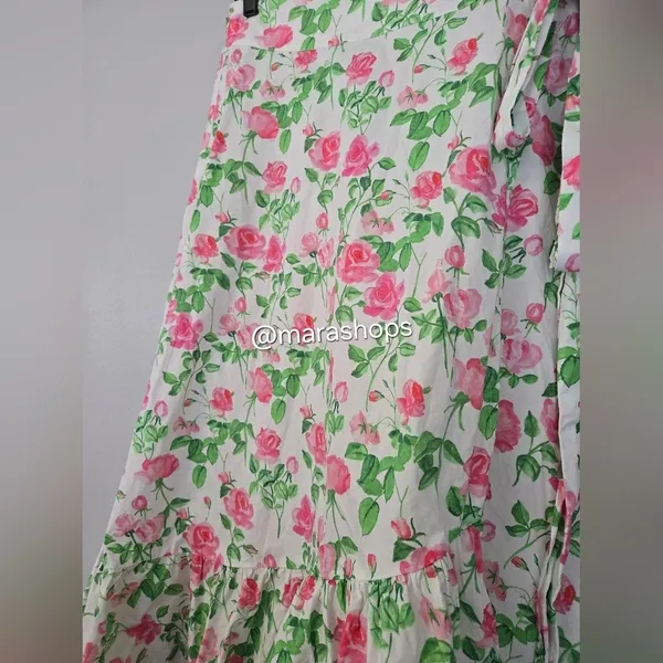 Hill House Mirabel Midi Wrap Skirt Pink Roses - Image 5
