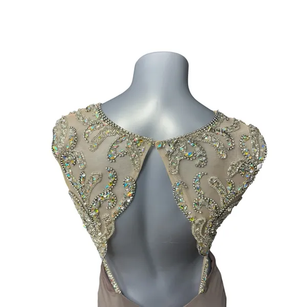 Jasz Couture Dress Taupe Size 4 Prom Dress Cut Out Sequins Sheer Gown Formal - Image 7
