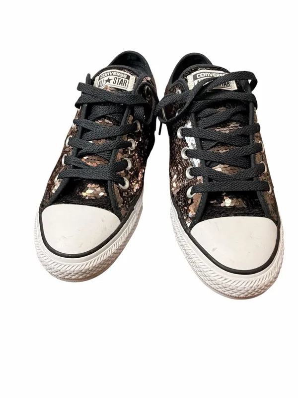 Converse Chuck Taylor All Star Sequin Sneakers Women’s 8 Gunmetal Black - Image 4