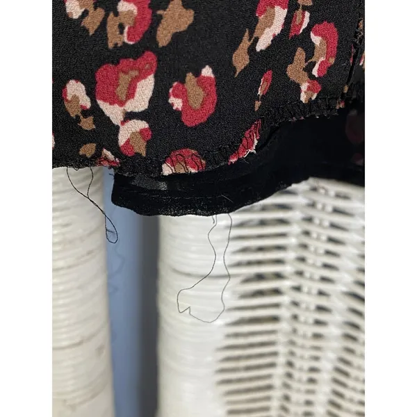 Gérard Darel Paris Black Floral Print Dress 44 Smocked Neckline‎ French Viscose - Image 9