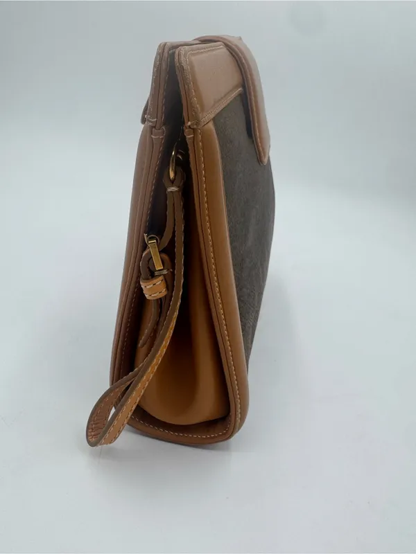GUCCI Vintage GG Monogram Silk Jacquard Wristlet Clutch Brown - Image 7