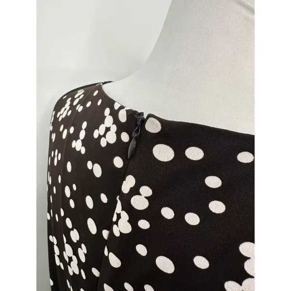 Jessica Howard Dress Womens 8‎ Brown Polka Dot Rockabilly Ruched Midi Retro - Image 8