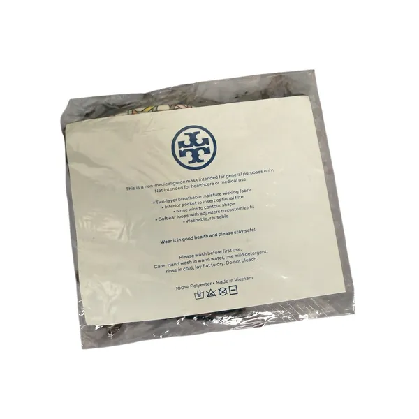 Tory Burch Geometric Print 2 Layer Adjustable Fashion Face Mask - Image 2