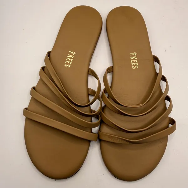 TKEES Senna Leather Strappy Sandals Sable Tan Flat Slides Womens Size 6 EUR 37 - Image 6