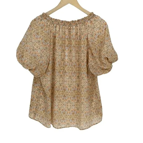 Show Me Your Mumu Women's Kirby Floral Puff Short Sleeve Blouse Yellow Sz Medium - Image 5