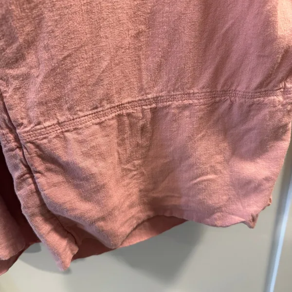 Banana Republic Women’s Pink Wide Leg Cropped Linen Blend Pants Size L - Image 4