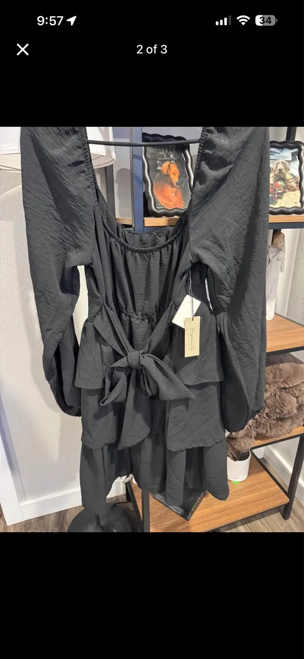 Black long sleeve dress Size L - Image 2