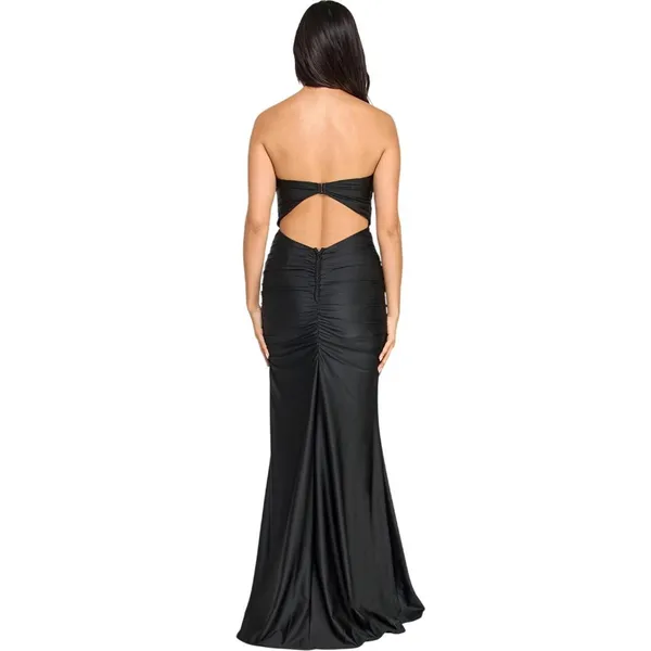 Emerald Sundae Juniors Strapless Twist-Front Cutout Gown Black M - Image 9