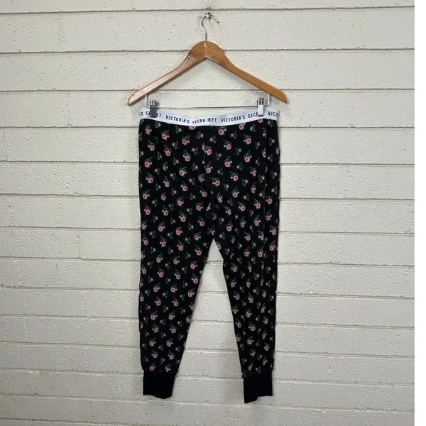Victoria’s Secret Black Floral Thermal Pajama Set size M - Image 3