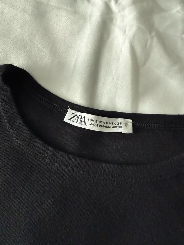 Black Cropped Short Sleeve Tee From Italy - Image 4