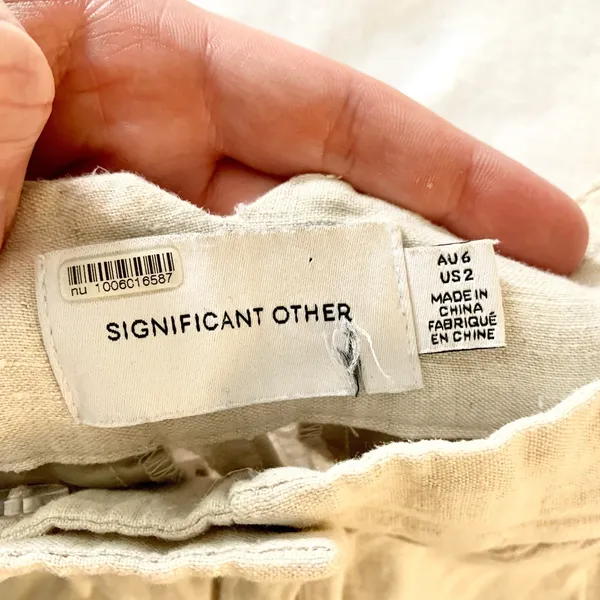Significant Other Pleated Linen Tapered Pants Womens Size 2 Beige High Rise AU 6 - Image 5