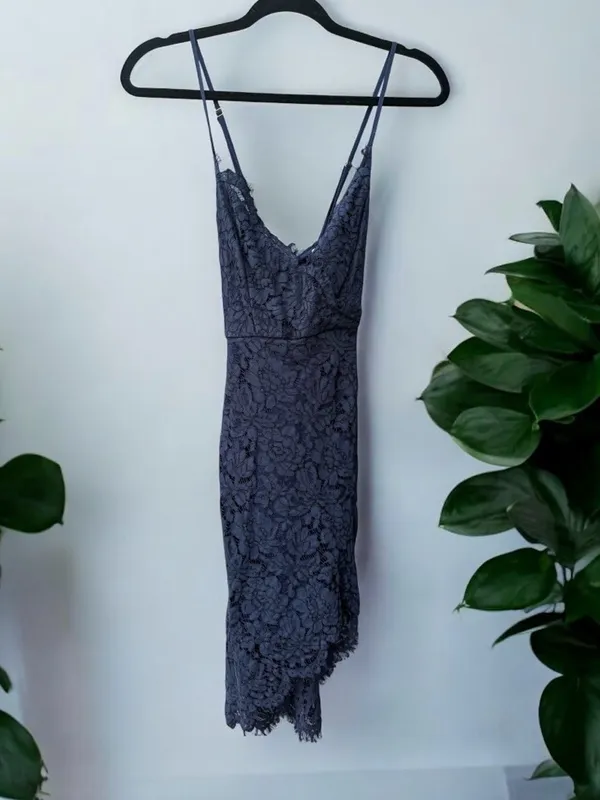Lulus Flirting with Desire Navy Blue Lace Bodycon Dress Small - Image 2