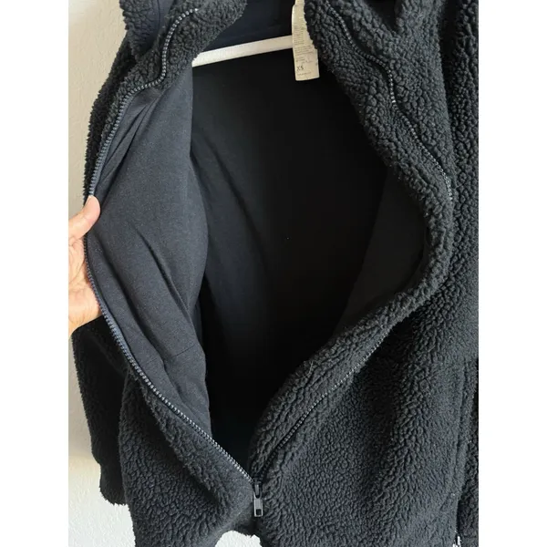 Fabletics Black Teddy Lotta Cocoon Sherpa Zip Hoodie Jacket XS Oversized Warm - Image 9