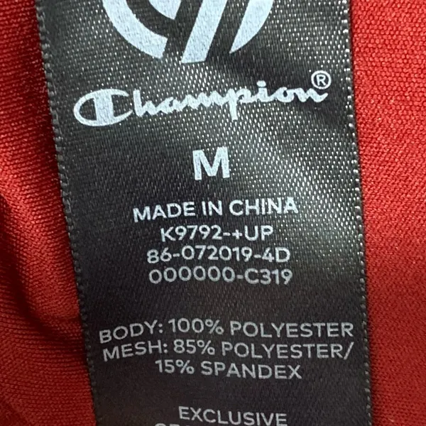 Champion Activewear Top Womens Medium Burgundy Red‎ Mesh Open Back Thumbholes - Image 9