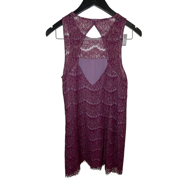 Kimchi Blue Lace‎ Shift Urban Outfitters Dress Medium Burgundy Vintage Style - Image 2