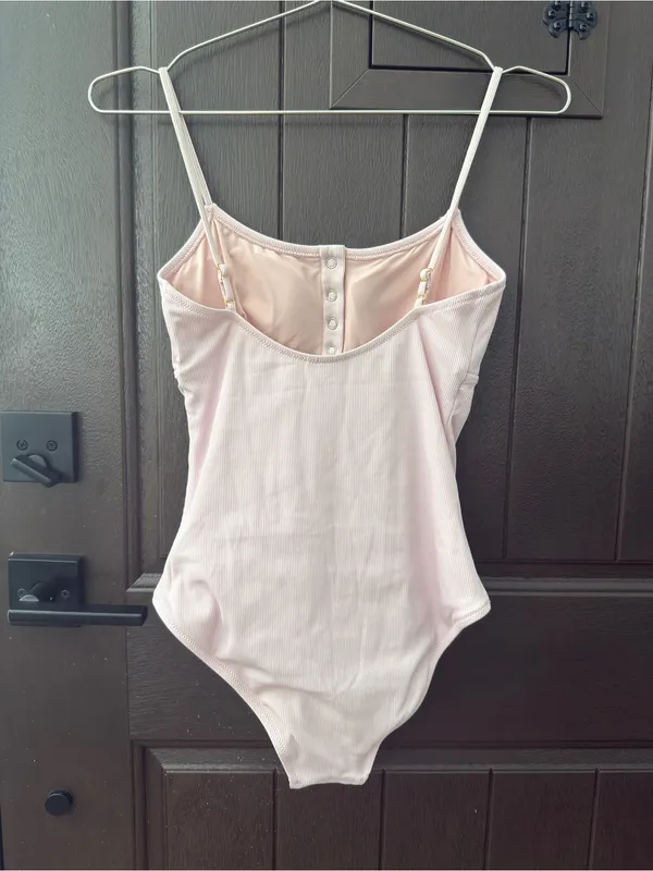 Melissa Odabash Powder Pink Calabasas Ribbed One-Piece Swimsuit Bodysuit US4 UK8 - Image 4