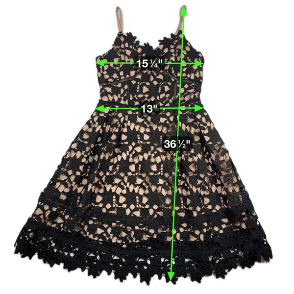 Blush Noir Black Lace Fit Flare Mini Dress Womens Small LBD Whimsigoth Coquette‎ - Image 6