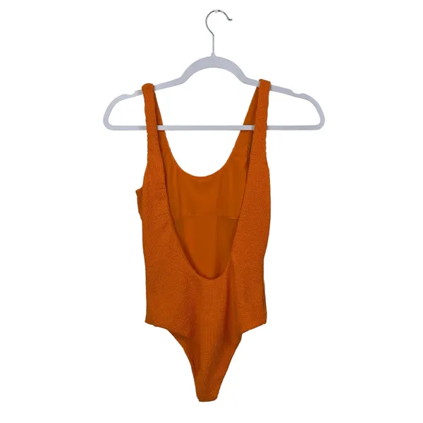 It's Now Cool Orange Coral Scoop Neck Open Back One Piece Swimsuit Swimwear XS - Image 2