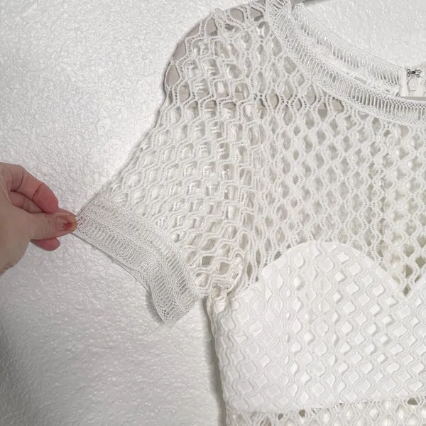 Lulus White Knot Crochet Mermaid Dress Sz M - Image 7
