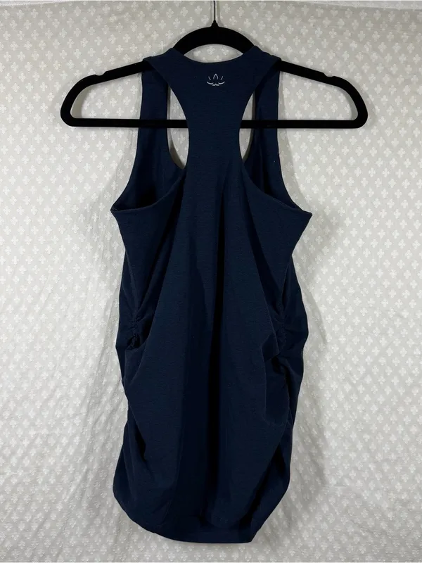 Beyond The Bump Dark Blue Space Dye Racerback Maternity Tank Top - Image 4