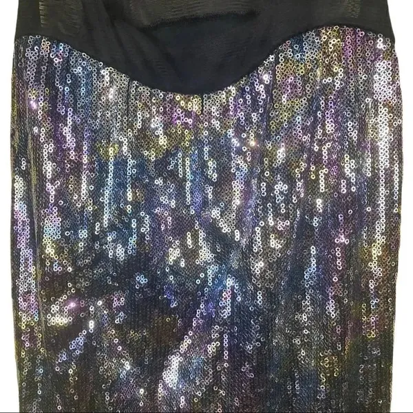 XOXO Multi Colored Sequins Sleeveless Black Dress Size Medium - Image 5
