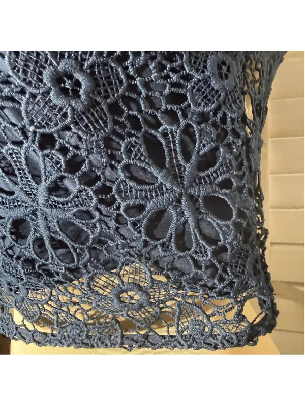 Hollister Y2K crop top sheer lace crochet floral coquette fairy boho whimsigoth - Image 9