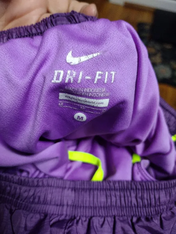 Nike Purple Running Shorts with Neon Lime Trim - Image 4