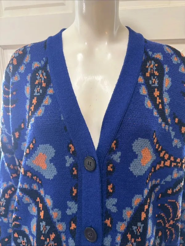 Farm Rio Toucans Scarf Mixed Prints Knit Long Sleeve Cardigan Size Small - Image 5