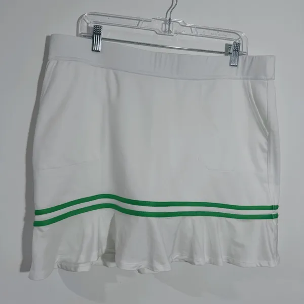 NEW Belyn Key Billie Golf‎ Skort In White And Green XL Tennis Walking FLAWED - Image 2